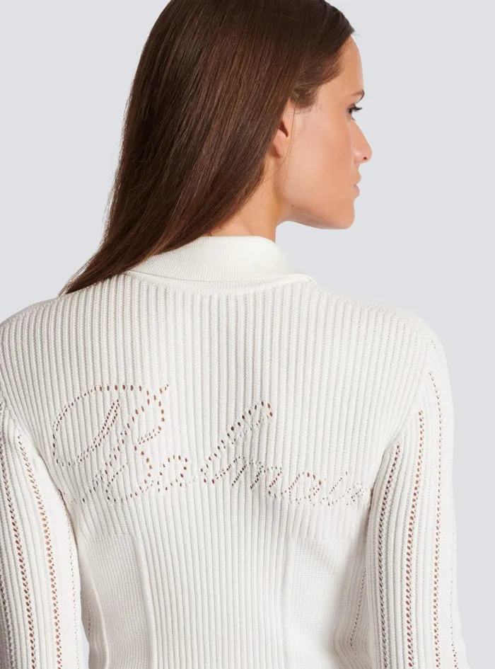 Buttoned Knit Cardigan White Women Balmain Knitwear