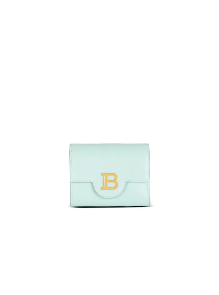 Calfskin BBuzz Trifold Wallet Blue Women Balmain Small Leather Goods