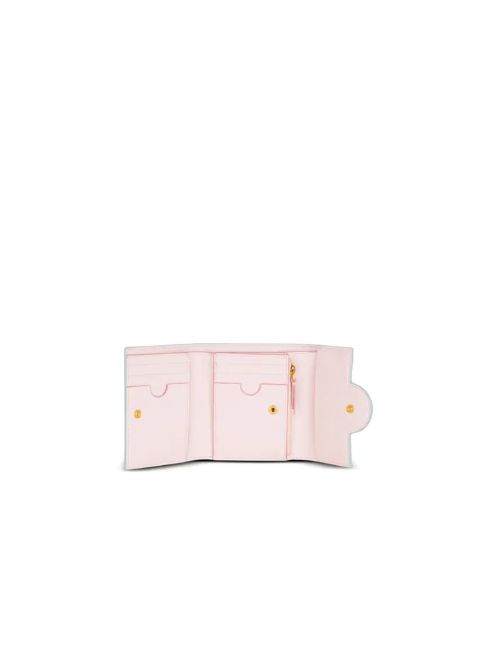 Calfskin BBuzz Trifold Wallet Blue Women Balmain Small Leather Goods