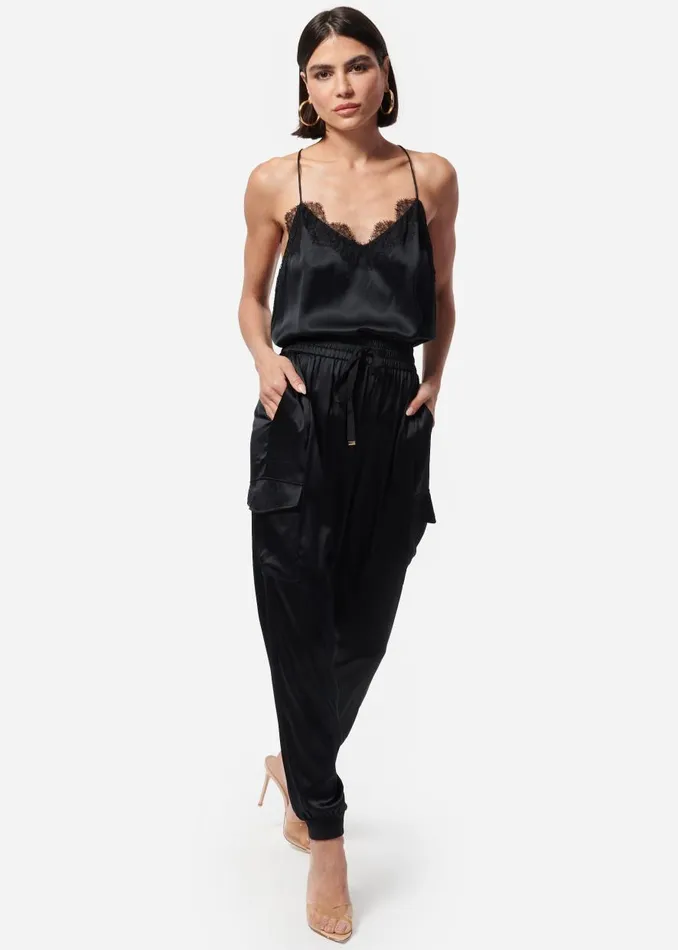 CAMI NYC Camisoles Women Racer Charmeuse Cami Black
