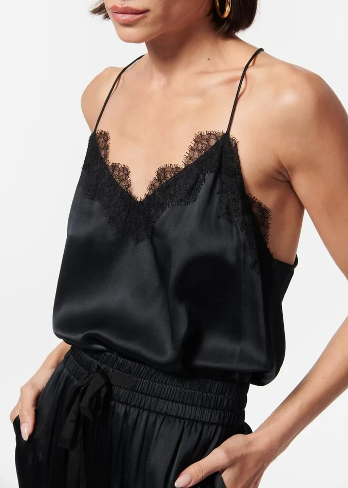 CAMI NYC Camisoles Women Racer Charmeuse Cami Black
