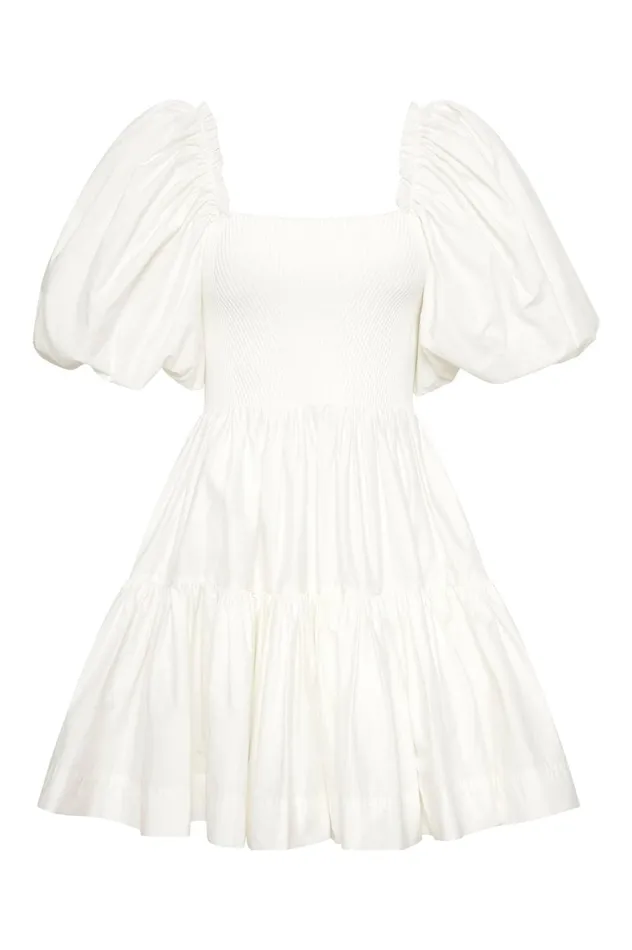 Casa Puff Sleeve Mini Dress Ivory Women Aje Mini Dresses