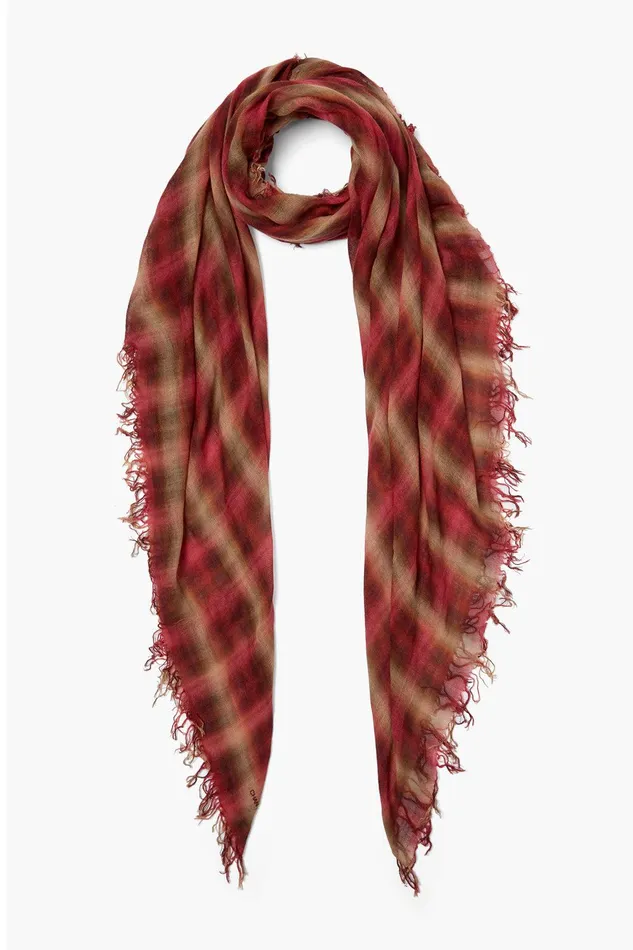 Cashmere And Silk Scarf Savvy Red Sapphire Plaid Women Chan Luu Scarves