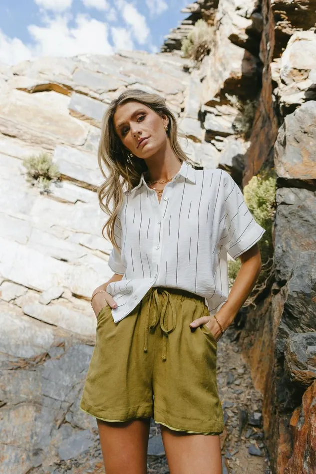 Cassia Button Up In White 8211 FINAL SALE White Women Bohme Tops