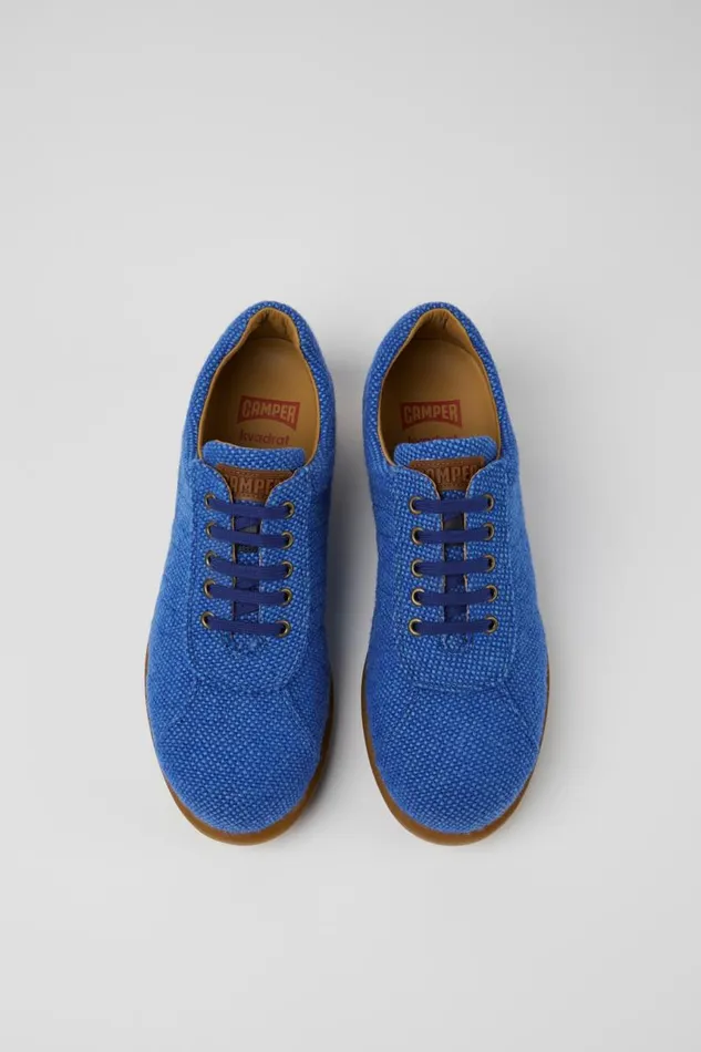 Casual Shoes Men Camper Pelotas Blue Wool Viscose And Leather Shoes Casual Shoes Men Camper Pelotas Blue Wool Viscose And Leather Shoes