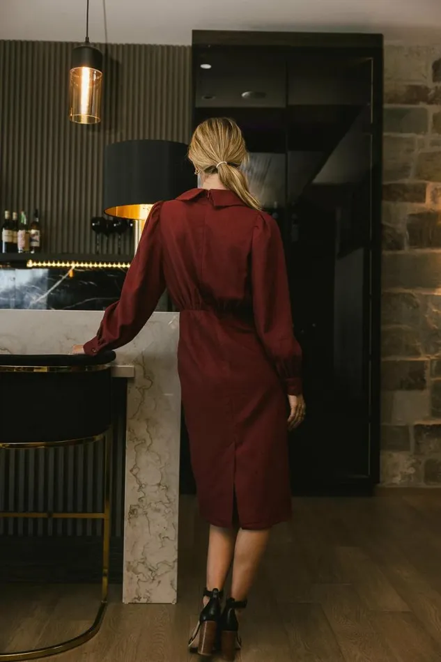 Catalina Collared Dress In Burgundy Burgundy Women Bohme Dresses