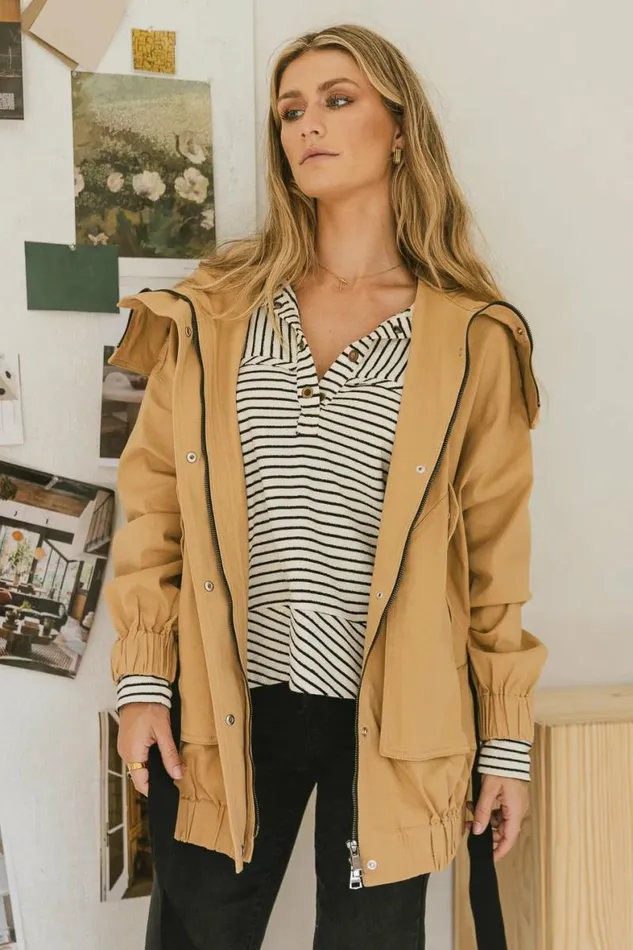 Catherine Hooded Jacket Khaki Women Bohme Outerwear