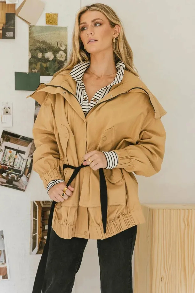 Catherine Hooded Jacket Khaki Women Bohme Outerwear