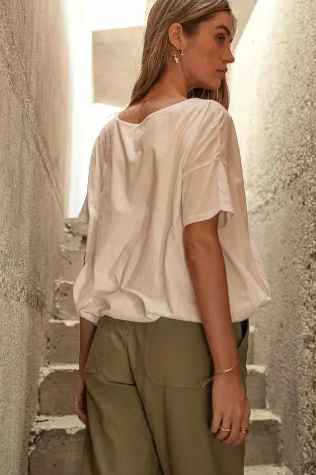 Chelsey Top In White 8211 FINAL SALE White Women Bohme Tees and Tanks