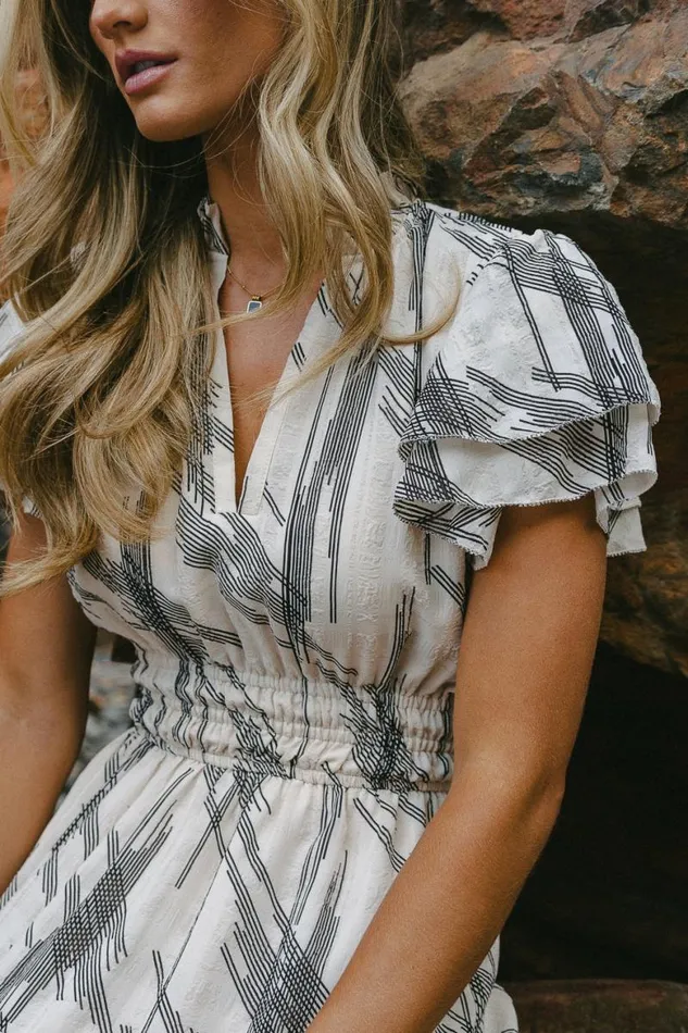 Chicago Printed Dress Cream Women Bohme Dresses