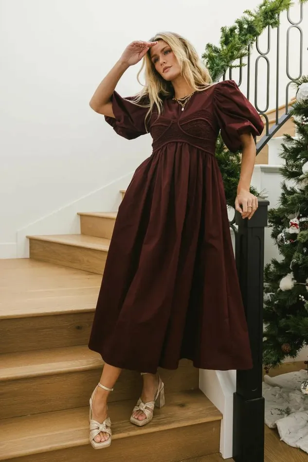 Claire Maxi Dress In Burgundy Burgundy Women Bohme Dresses