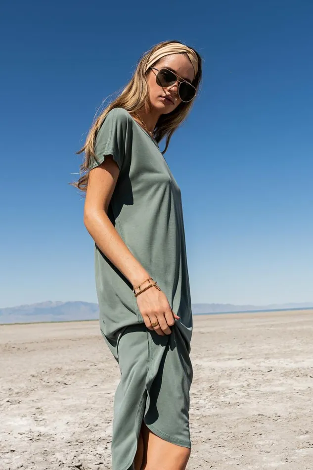 Claire TShirt Dress In Sage Sage Women Bohme Dresses