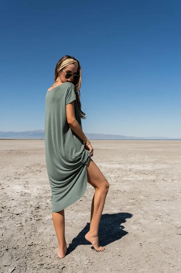 Claire TShirt Dress In Sage Sage Women Bohme Dresses
