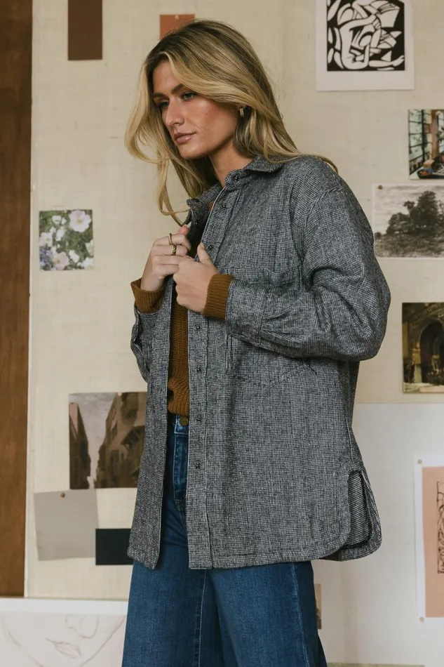 Clara Houndstooth Shacket White Women Bohme Outerwear