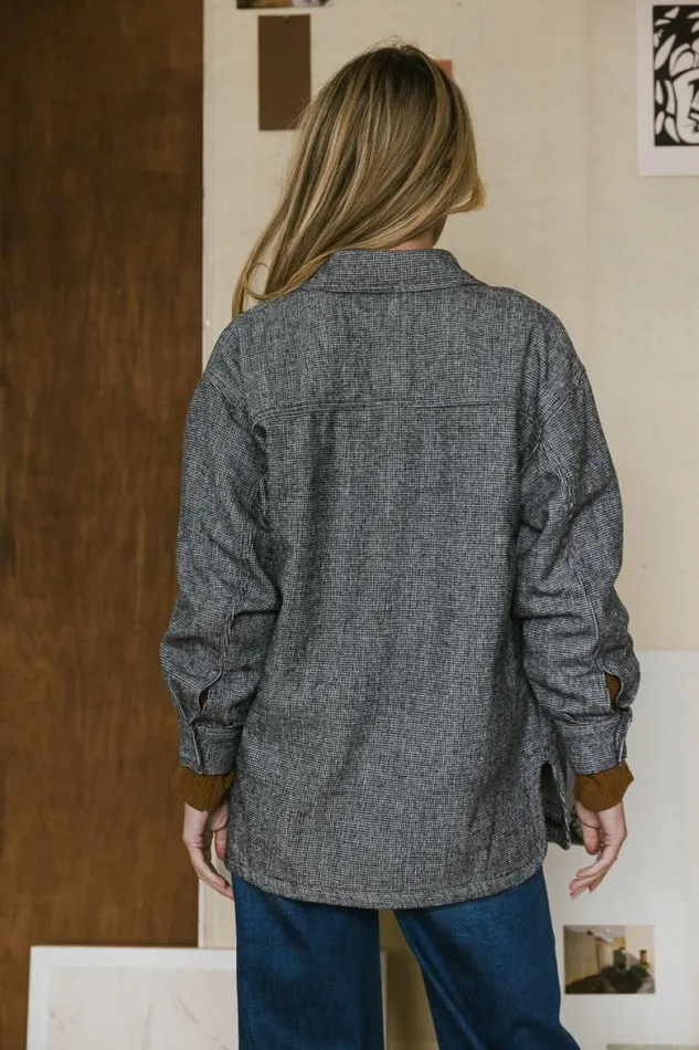 Clara Houndstooth Shacket White Women Bohme Outerwear