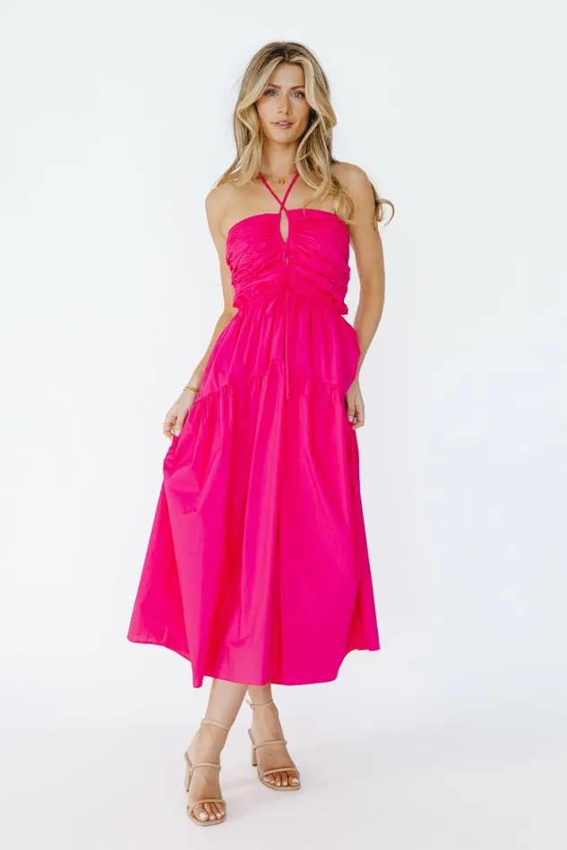 Clara Midi Dress Fuchsia Women Bohme Dresses