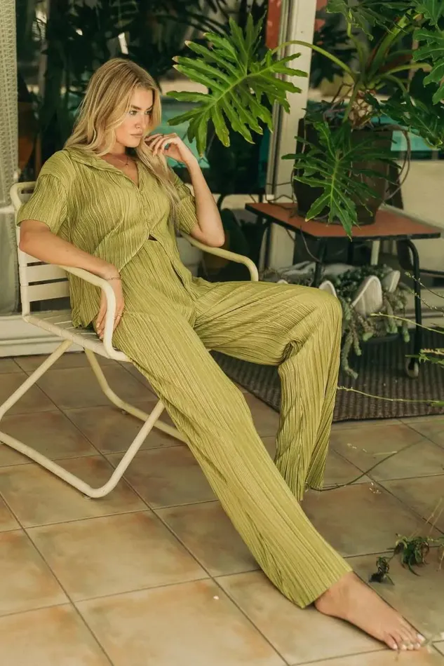Clara Ribbed Top In Green Green Women Bohme Sets