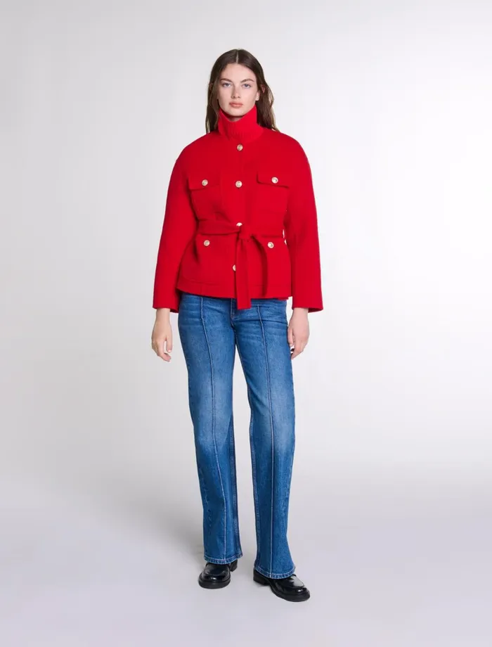 Coats Women Maje Belted DoubleFaced Jacket Red