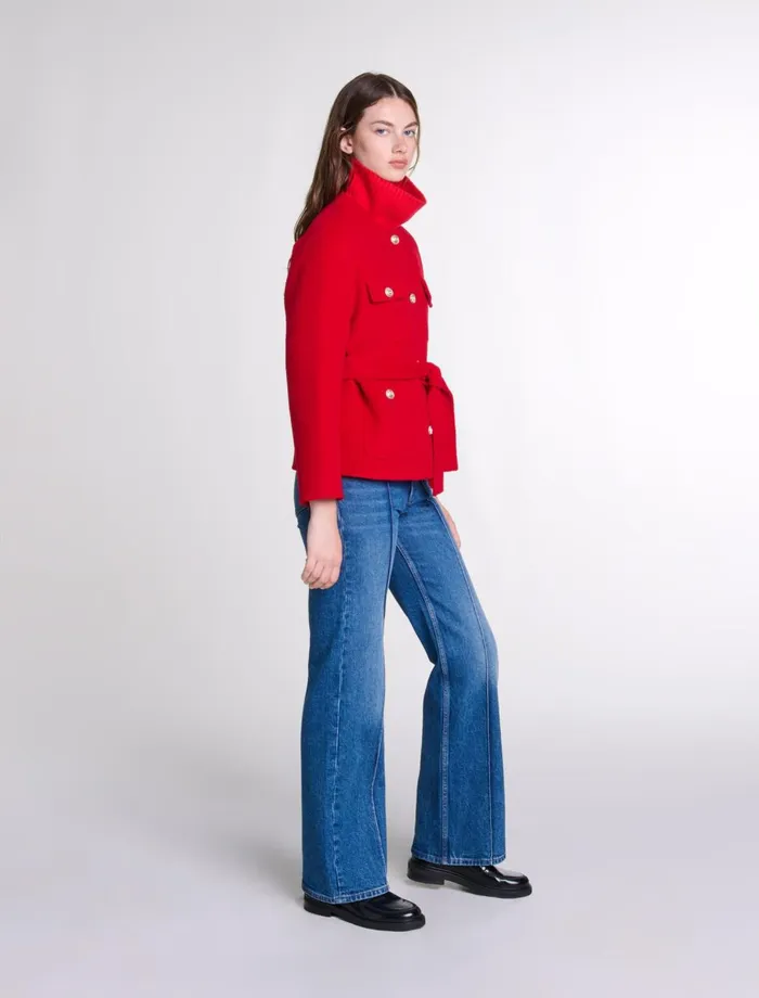 Coats Women Maje Belted DoubleFaced Jacket Red