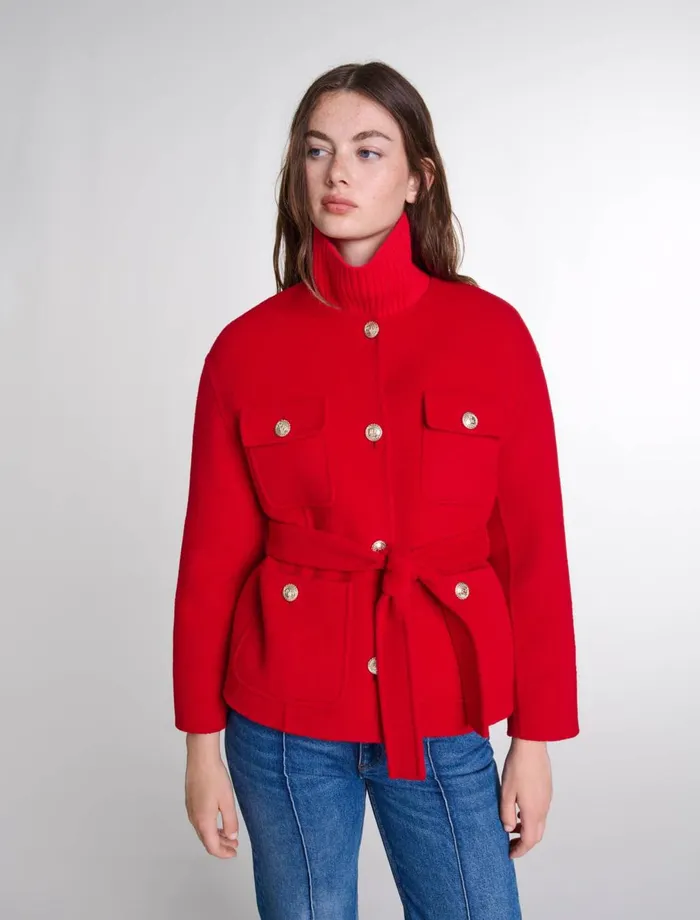 Coats Women Maje Belted DoubleFaced Jacket Red