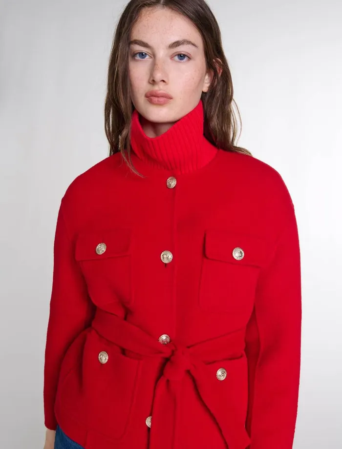 Coats Women Maje Belted DoubleFaced Jacket Red
