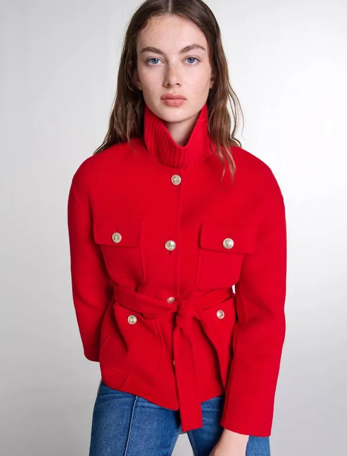 Coats Women Maje Belted DoubleFaced Jacket Red