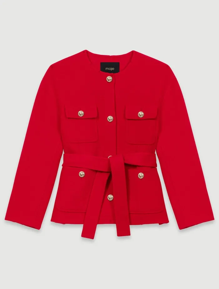 Coats Women Maje Belted DoubleFaced Jacket Red