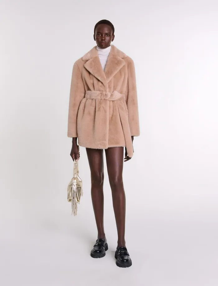 Coats Women Maje Faux Fur Coat Camel