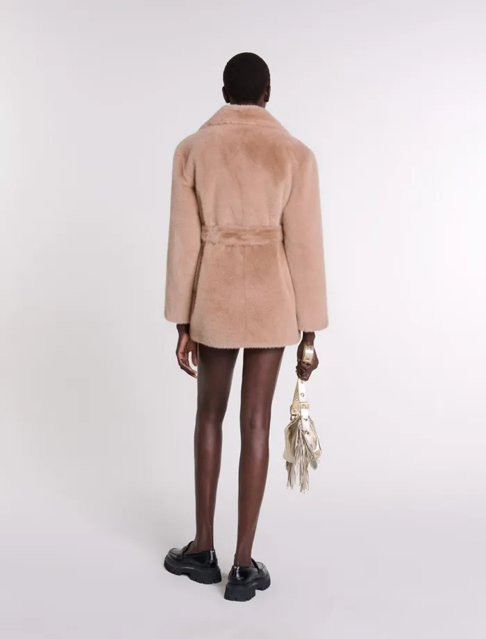 Coats Women Maje Faux Fur Coat Camel