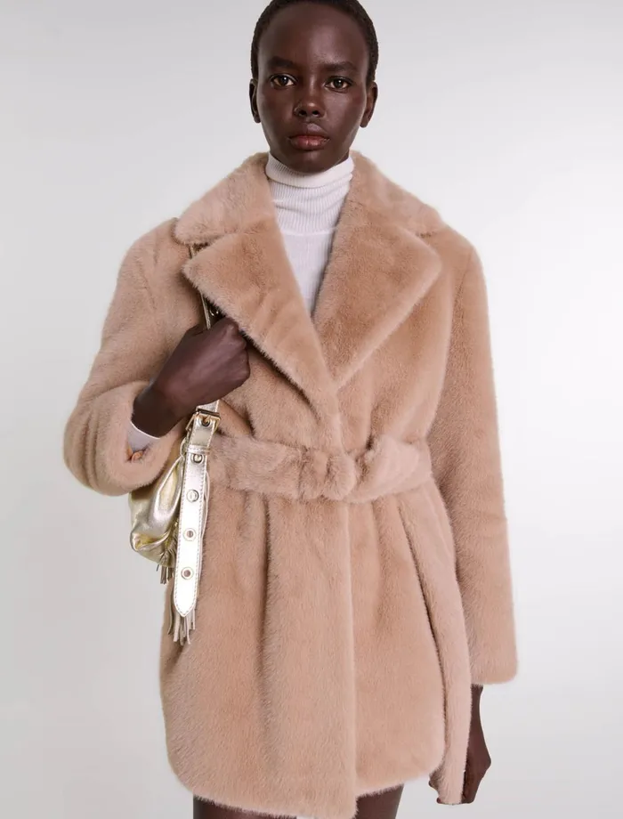 Coats Women Maje Faux Fur Coat Camel