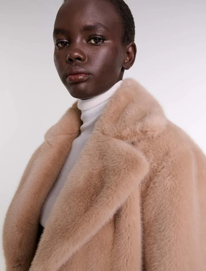 Coats Women Maje Faux Fur Coat Camel