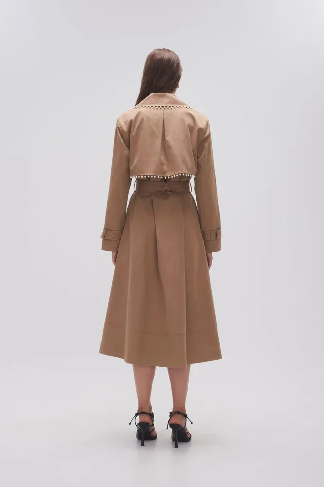 Constellation Pearl Trim Coat Taupe Grey Women Aje Blazers Jackets 038 Coats