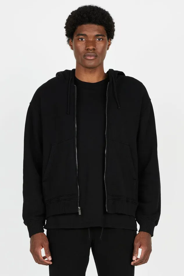 COTTON CITIZEN SWEATSHIRTS Bronx Zip Hoodie Sale Jet Black 8211 Men