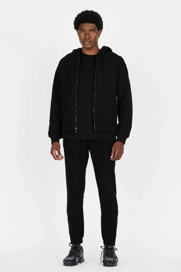 COTTON CITIZEN SWEATSHIRTS Bronx Zip Hoodie Sale Jet Black 8211 Men