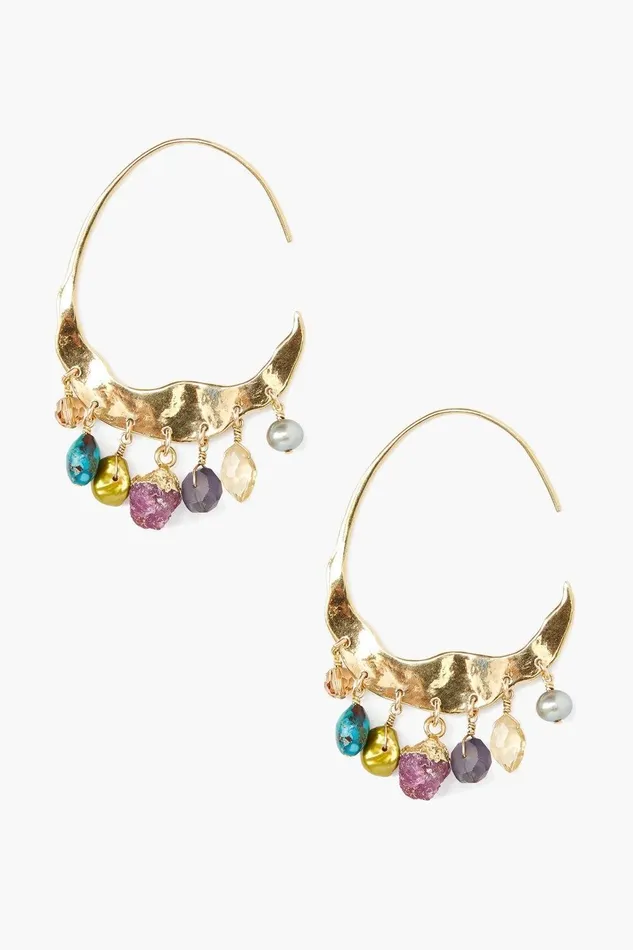 Crescent Multi Mix Gold Hoop Earrings Women Chan Luu Earrings