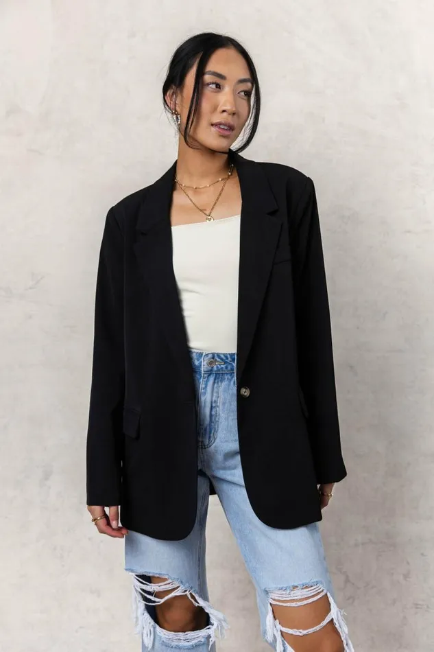Crystal Blazer In Black Black Women Bohme Jackets and Blazers