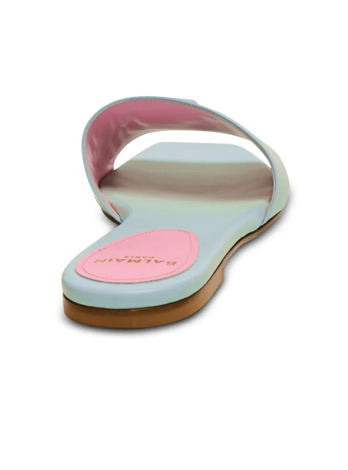 Dafne PB Mules In Calfskin Blue Women Balmain Flat Shoes