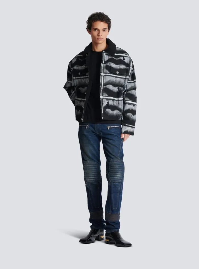 Denim Straightleg Biker Jeans Navy Men Balmain Denim