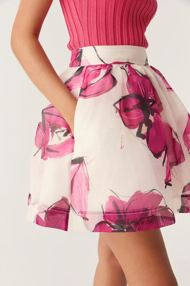 Dixie Flared Mini Skirt Falling Florals Women Aje Skirts