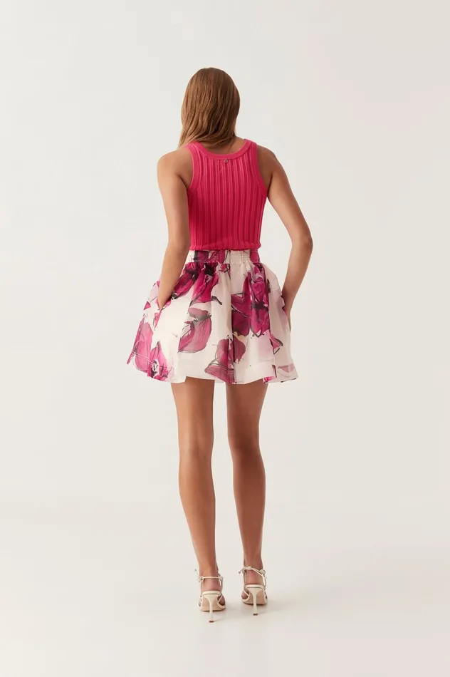 Dixie Flared Mini Skirt Falling Florals Women Aje Skirts