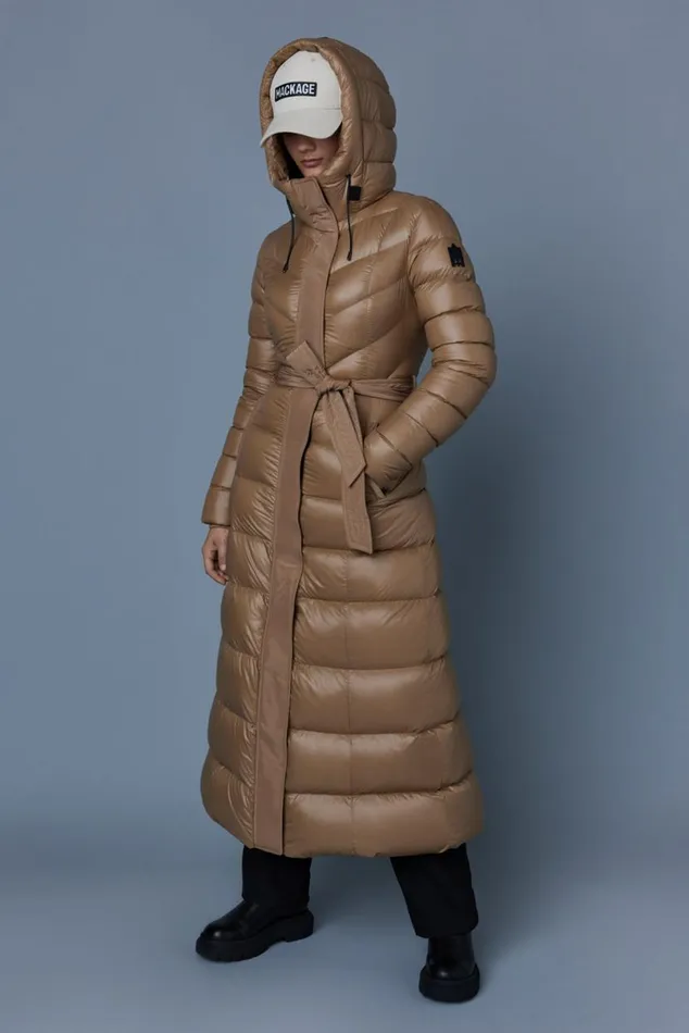 Downs and Jackets Women Mackage CALINA Lustrous Down Maxi Coat Cream