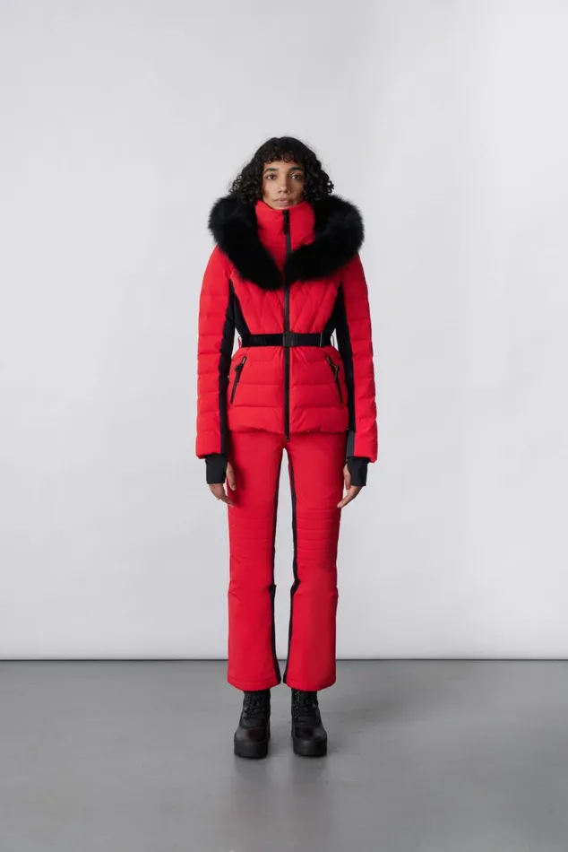 Downs and Jackets Women Mackage ELITA Down Ski Jacket With Removable Blue Fox Fur Trim Black Downs and Jackets Women Mackage ELITA Down Ski Jacket With Removable Blue Fox Fur Trim Black