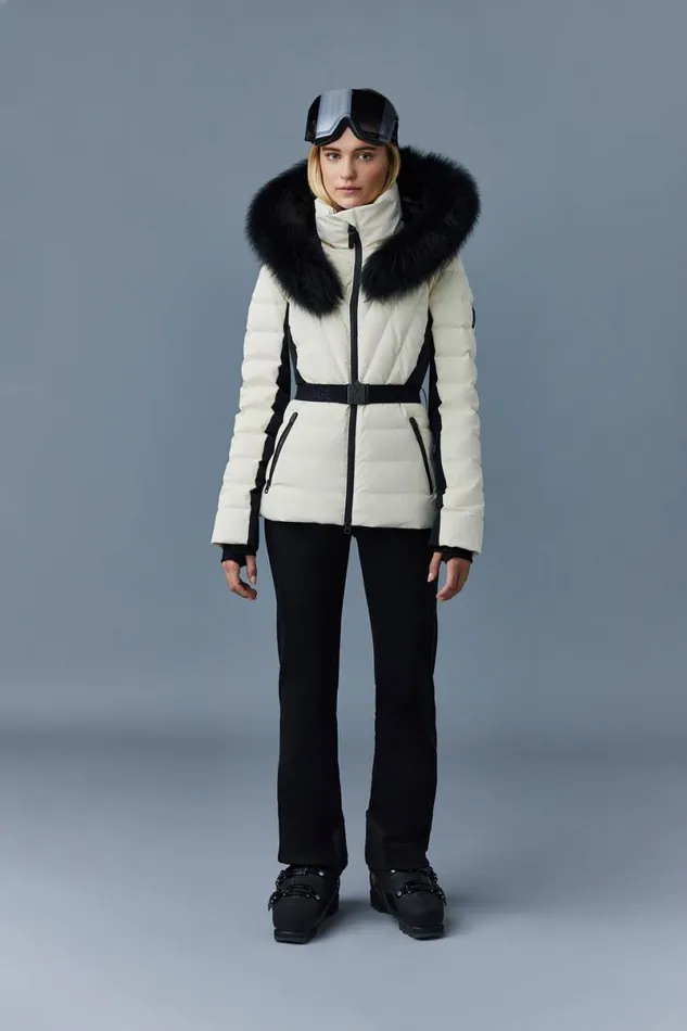 Downs and Jackets Women Mackage ELITA Down Ski Jacket With Removable Blue Fox Fur Trim Black Downs and Jackets Women Mackage ELITA Down Ski Jacket With Removable Blue Fox Fur Trim Black