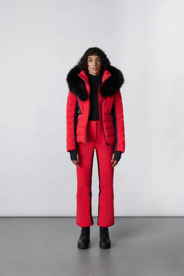 Downs and Jackets Women Mackage ELITA Down Ski Jacket With Removable Blue Fox Fur Trim Black Downs and Jackets Women Mackage ELITA Down Ski Jacket With Removable Blue Fox Fur Trim Black
