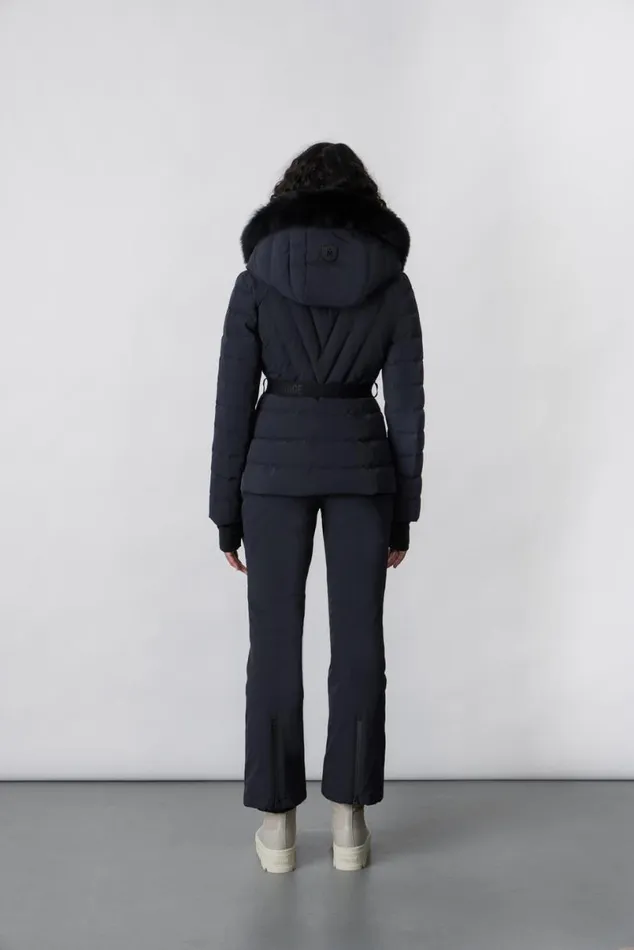 Downs and Jackets Women Mackage ELITA Down Ski Jacket With Removable Blue Fox Fur Trim Black Downs and Jackets Women Mackage ELITA Down Ski Jacket With Removable Blue Fox Fur Trim Black