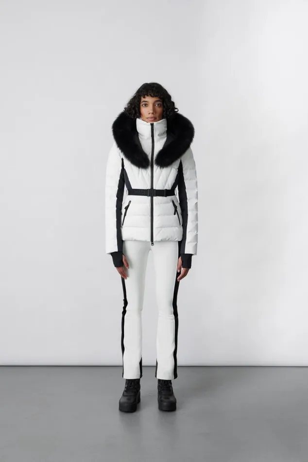 Downs and Jackets Women Mackage ELITA Down Ski Jacket With Removable Blue Fox Fur Trim Black Downs and Jackets Women Mackage ELITA Down Ski Jacket With Removable Blue Fox Fur Trim Black