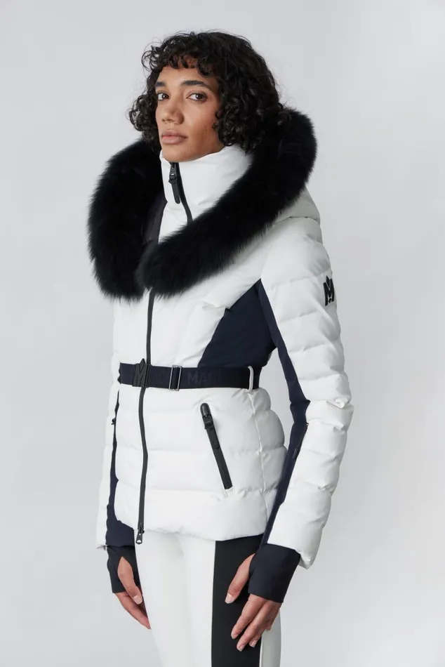 Downs and Jackets Women Mackage ELITA Down Ski Jacket With Removable Blue Fox Fur Trim Black Downs and Jackets Women Mackage ELITA Down Ski Jacket With Removable Blue Fox Fur Trim Black