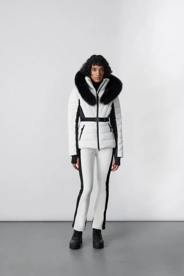 Downs and Jackets Women Mackage ELITA Down Ski Jacket With Removable Blue Fox Fur Trim Black Downs and Jackets Women Mackage ELITA Down Ski Jacket With Removable Blue Fox Fur Trim Black