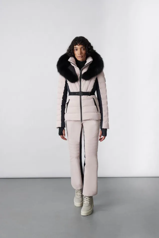 Downs and Jackets Women Mackage ELITA Down Ski Jacket With Removable Blue Fox Fur Trim Black Downs and Jackets Women Mackage ELITA Down Ski Jacket With Removable Blue Fox Fur Trim Black