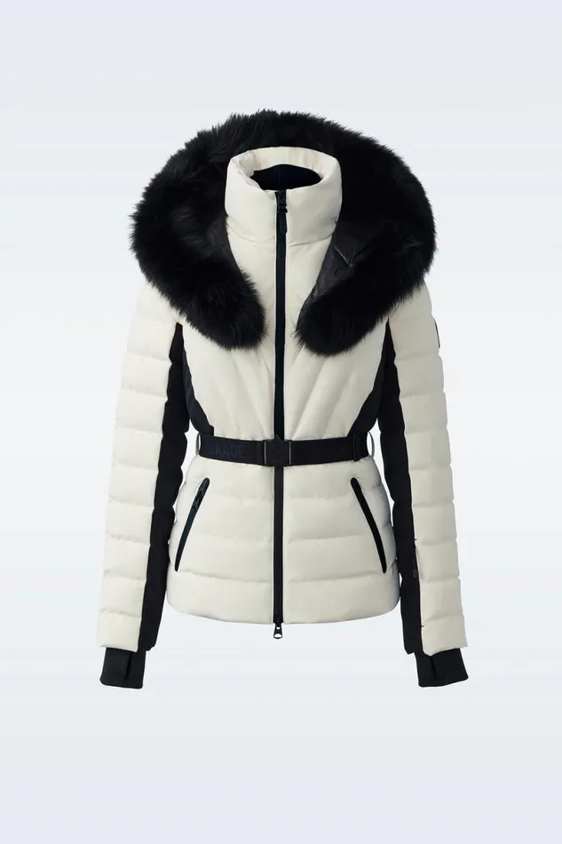 Downs and Jackets Women Mackage ELITA Down Ski Jacket With Removable Blue Fox Fur Trim Black Downs and Jackets Women Mackage ELITA Down Ski Jacket With Removable Blue Fox Fur Trim Black